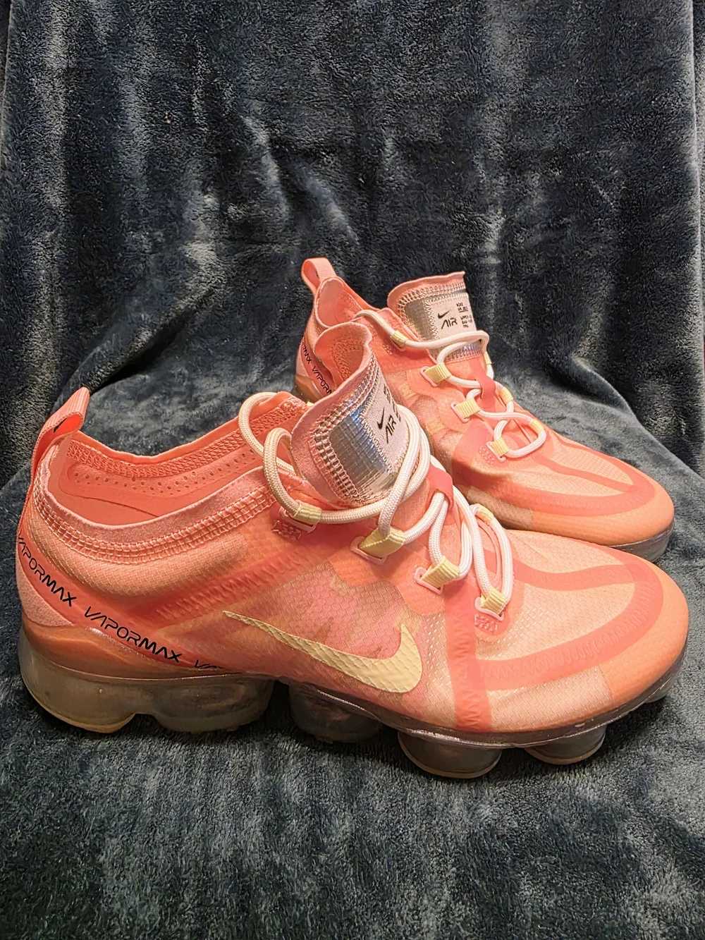 Nike Women’s VaporMax Sneakers in Coral and Yellow Accent